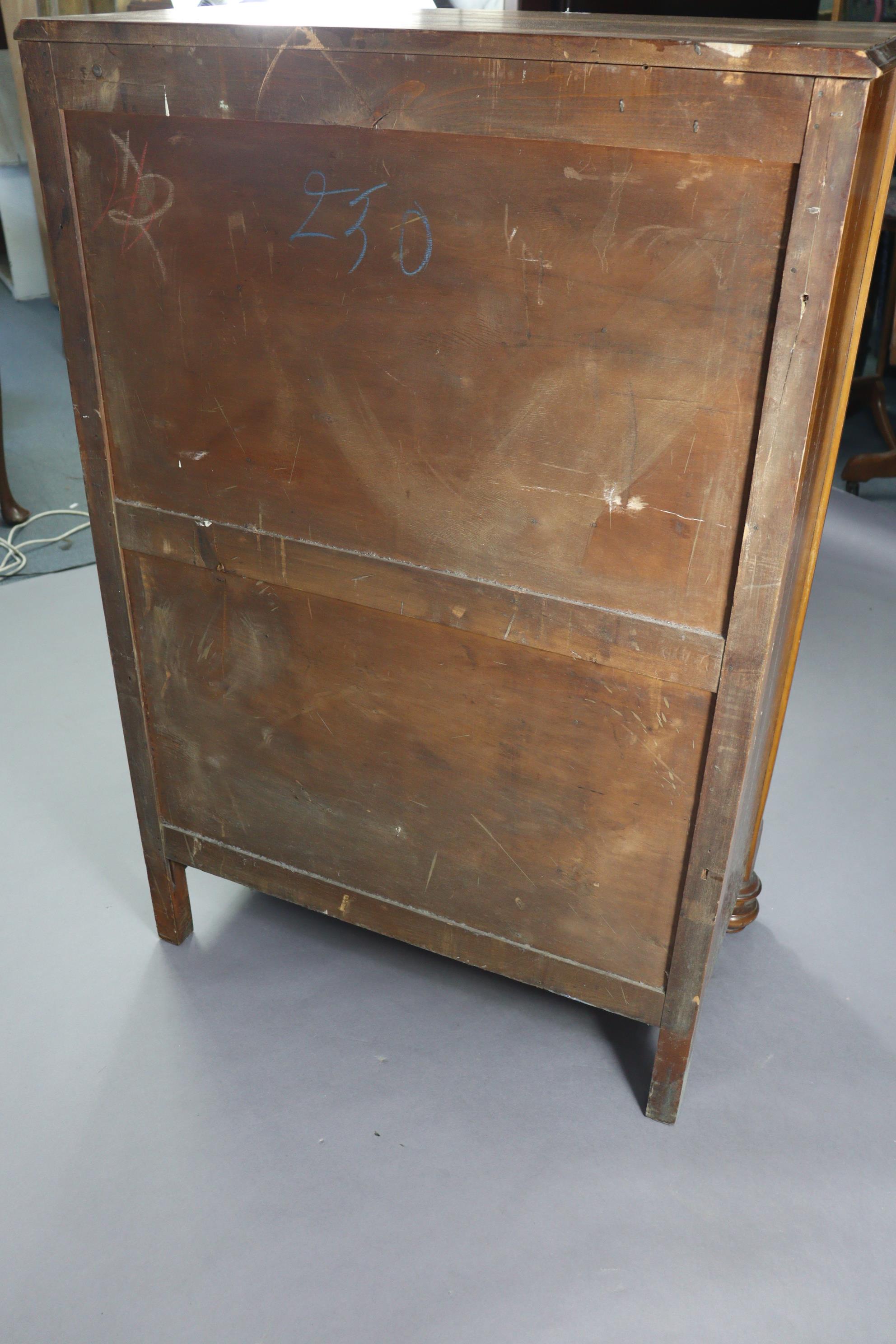 A walnut upright chest fitted five long drawers with iron swing handles, & on turned feet, 34” - Image 5 of 5