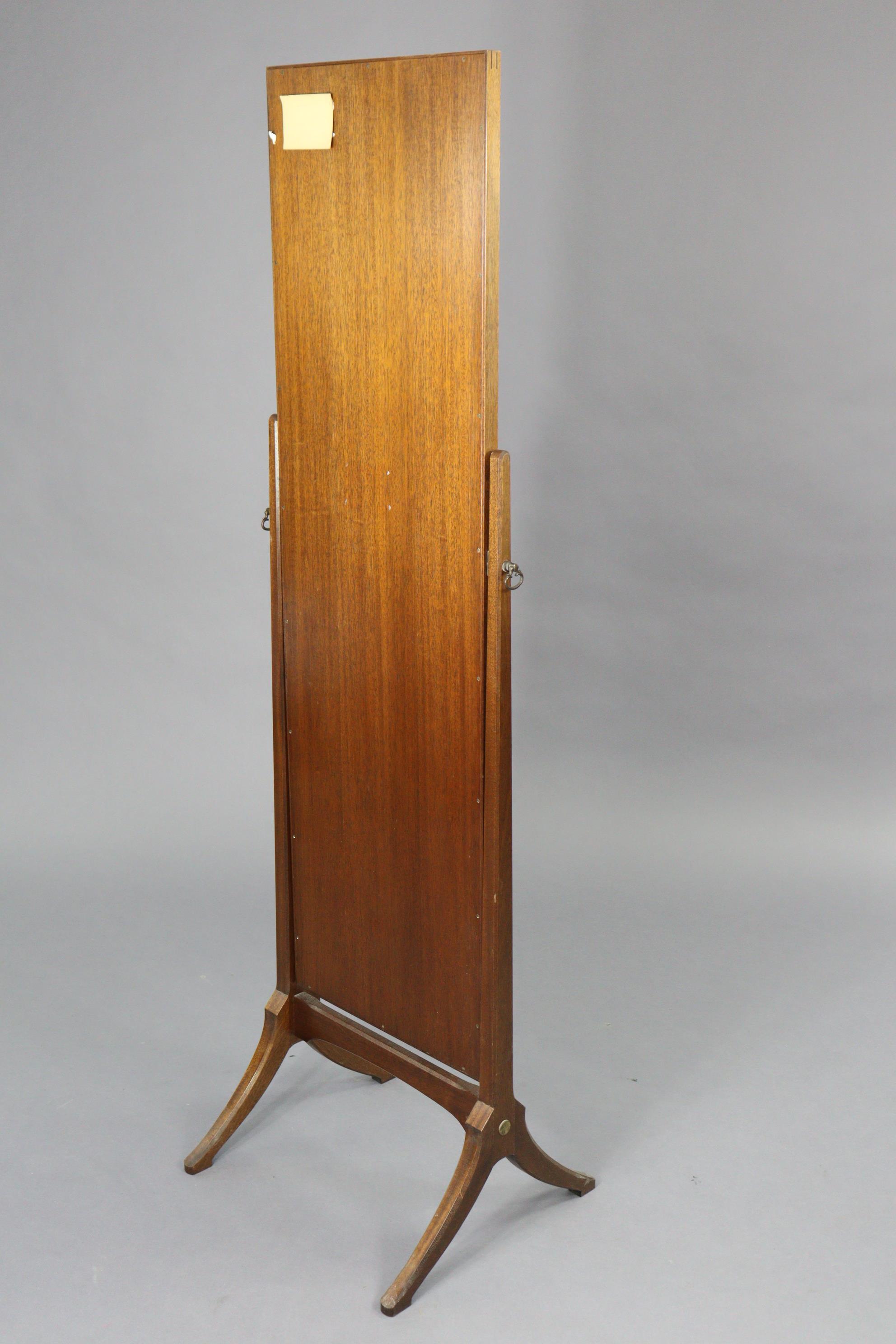 A Guild of Craftsmen mahogany rectangular cheval mirror on square tapered supports & splay legs, - Image 4 of 6