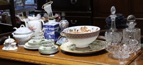 A Royal Crown Derby “Derby Posies” coffee pot; a Coalport pastille burner “The Parasol House”; two