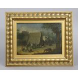 ENGLISH SCHOOL, late 18th/early 19th century. A rural scene with travellers setting up camp. 6½” x