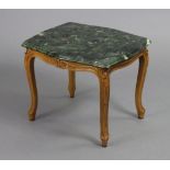 A Louis XVI style rectangular occasional table of serpentine outline with green marble top, on