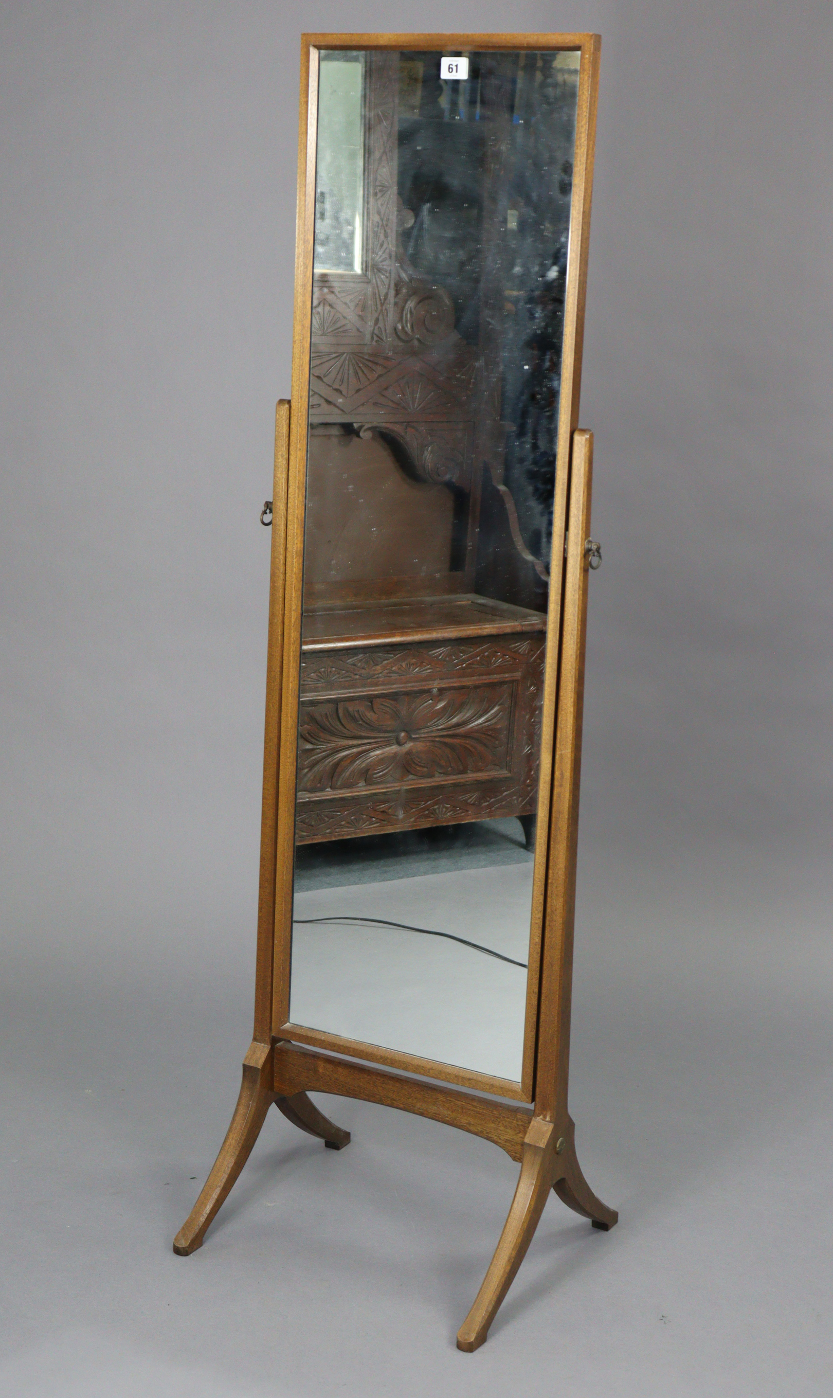 A Guild of Craftsmen mahogany rectangular cheval mirror on square tapered supports & splay legs, - Image 2 of 6