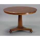 A 19th century mahogany dining table with a circular tilt-top, & on an octagonal tapered centre