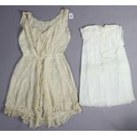 A late 19th/early 20th century ladies silk undergarment, & a Sevendale child’s chiffon dress.