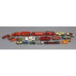 Twenty-one various die-cast scale models by Corgi, Dinky, & others, all unboxed.