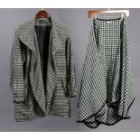 A Bella Blue black & white ladies coat (size XL); three pairs of ladies’ shoes; various other