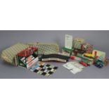 Three Scalextric model motor racing cars “Matra GP”; & “Lotus” (x2); a ditto “Grandstand” & “