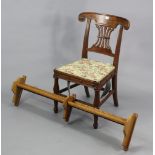A mahogany splat-back occasional chair with a padded seat, & on turned legs with plain stretchers,
