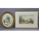 Two 19th century English School watercolours - figures on a country path, each signed with