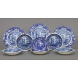 Thirteen items of Spodes blue & white “Italian” dinnerware, part w.a.f.