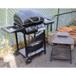 An outlook gas barbeque, 44” wide; & a fire-pit, 17¾” wide.