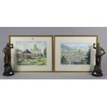 Two watercolour paintings by Jean Holt titled “Bath from Beechen Cliff”; & “Sunday Afternoon, The