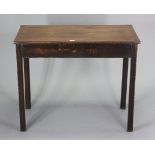 A mahogany side table with a rectangular top, & on moulded square legs, 33¾” wide x 27¾” high.