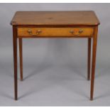 A George III mahogany side table with rounded corners to the plain rectangular top, fitted with a