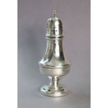 An Elizabeth II silver baluster-shaped sugar castor on round pedestal foot, 6½” high, Birmingham