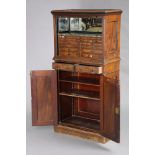 A late 19th/early 20th century mahogany & burr-walnut dentist's cabinet featuring a mirrored upper s