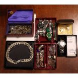 Seven various wristwatches; & a quantity of costume jewellery.