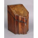 A Georgian inlaid-mahogany knife box with fitted interior enclosed by hinged lift-lid, 9” wide x