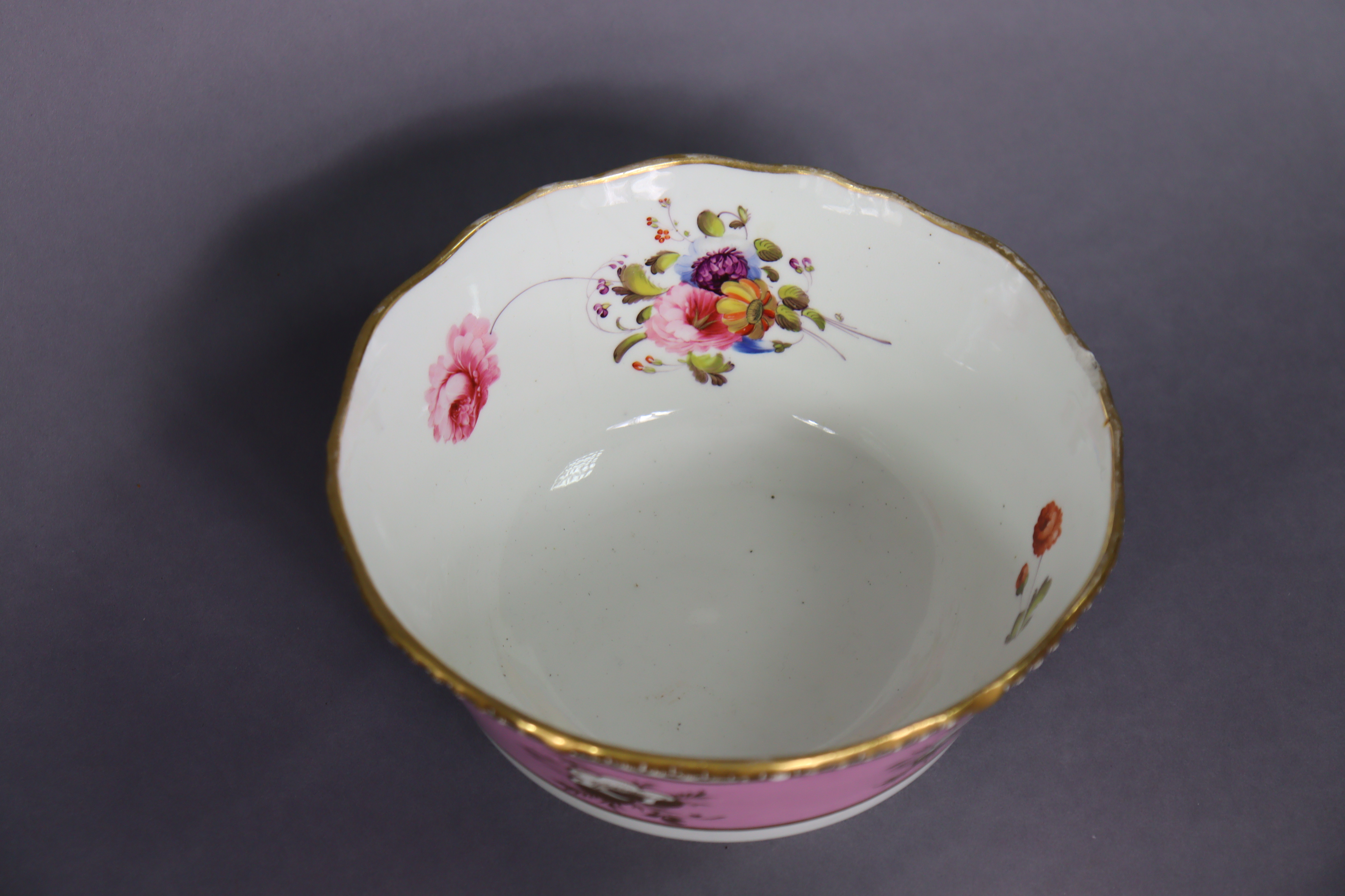 A 19th century English porcelain part tea & coffee service of pink ground with gilt banding & floral - Image 13 of 15