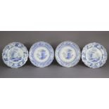 A pair of 19th century blue transfer “Tedesley Hall” pattern stoneware plates, 10” diam.; &