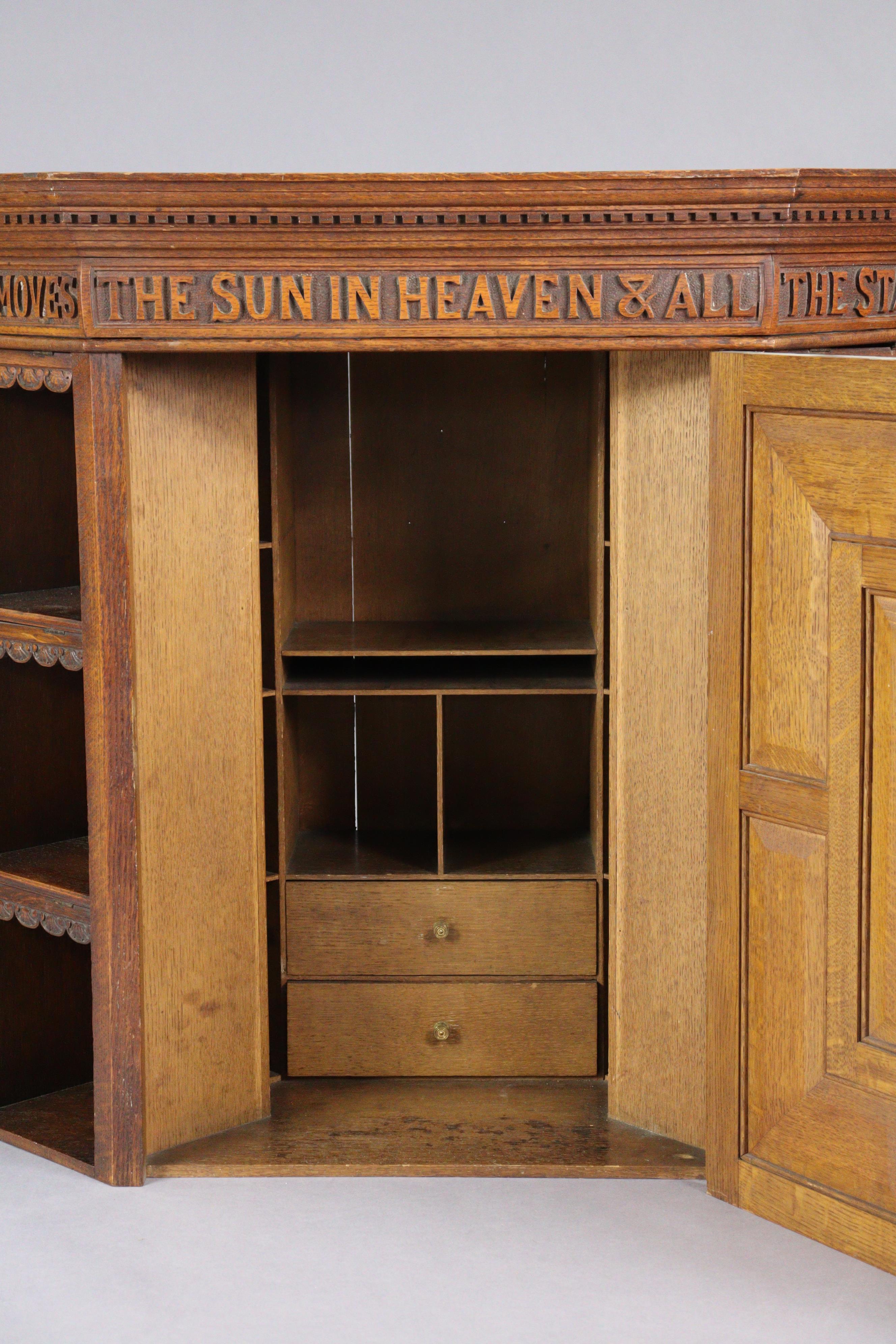 A well-made late 19th/early 20th century oak hanging corner cupboard, the dentil cornice with carved - Bild 5 aus 8