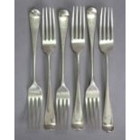 Six George III silver Old English table forks – four London 1804, two 1805 (all maker’s marked