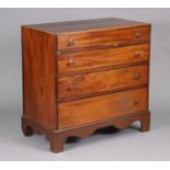 A 19th century mahogany chest with plain rectangular top, fitted four long drawers with brass drop