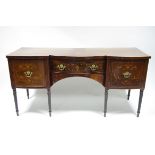 A 19th century inlaid-mahogany break-front sideboard, fitted with a central frieze drawer flanked by