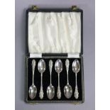 A set of six late Victorian silver coffee spoons with fancy terminals, London 1897 by Jackson &