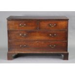 An 18th century mahogany large chest with plain rectangular top, fitted two short & two long