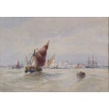 THOMAS BUSH HARDY, R.B.A. (1842-1897). A hay barge and other shipping off Greenwich. Signed &*