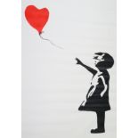 ROBERT DRIESSEN (Contemporary), in the style of Banksy. Child with a heart-shaped balloon. Inscribed