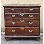 An 18th century oak & pine chest, with moulded edge to the rectangular top, fitted two short & three