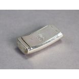 A George III silver plain curved rectangular vest-pocket snuff box, 2¾” long, Birmingham 1807 by