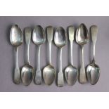 Four Scottish George III Fiddle pattern dessert spoons, Edinburgh 1810, & four ditto, 1817; all by