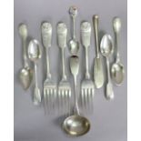 Three Victorian silver Fiddle & Shell pattern table spoons, London 1848 by John James Whiting; a