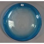 A Murano large glass shallow bowl with a blue-tinted border, 17¼” diameter.