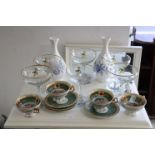 Various items of decorative china, pottery, & glassware, & a small mahogany display cabinet.