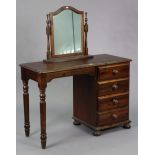 A pine knee-hole dressing table fitted four long drawers to the right-hand side, 42” wide; & a ditto