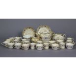 An early 19th century English porcelain thirty-nine piece part tea-coffee service with floral & gilt