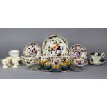 A Grainger & Co. Worcester porcelain part tea & coffee service comprising an 8¾” cake plate, three