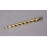 An early 20th century 9ct gold cased pencil, by E. Baker & Sons, 4” long.