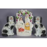 A 19th century Staffordshire pottery flat-back figure group “Fortune Teller”, 8¼” wide x 11¼”