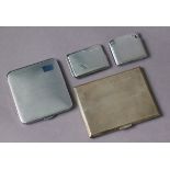 A George V silver cigarette case, 3¼” x 4½”, Birmingham 1922; a chrome-finish cigarette case & watch