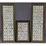 Three sets of framed cigarette cards – Ogden’s House Flag & Funnel (25 of 50, 12” x 18¼”, Players