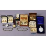 A gent’s pocket watch in plated case; together with two gent’s wristwatches; various pairs of