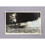 ANOTEHR VINTAGE REAL PHOTOGRAPHIC POSTCARD depicting DONALD CAMPBELL AND HIS BLUEBIRD HYDROPLANE,
