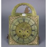 A vintage brass longcase clock dial & movement with rocking ship automaton, & signed Jos Jackson