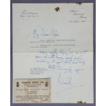 A 1950s LETTER from DONALD CAMPBELL to ADAM REDPATH, the Managing Director of Coastal Radio Ltd of