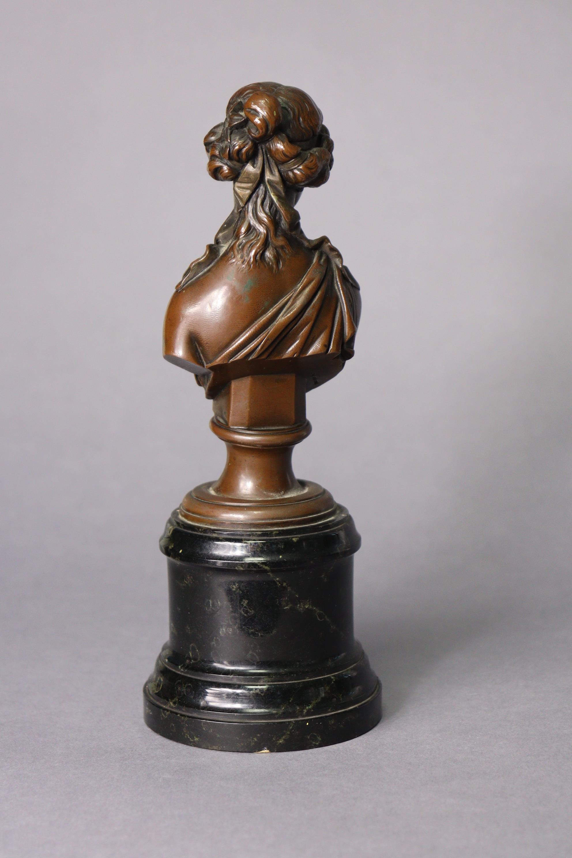 A bronze bust of a lady looking to her right, inscribed “Depon. Gust. Grohe.”, on round socle, 9¼” - Image 3 of 5